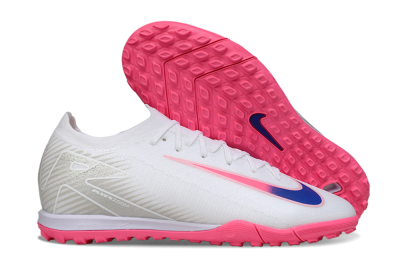 Unisex Nike Air Zoom Mercurial Vapor 16 Elite TF Football Shoes - White/Neon Pink/Electric Blue