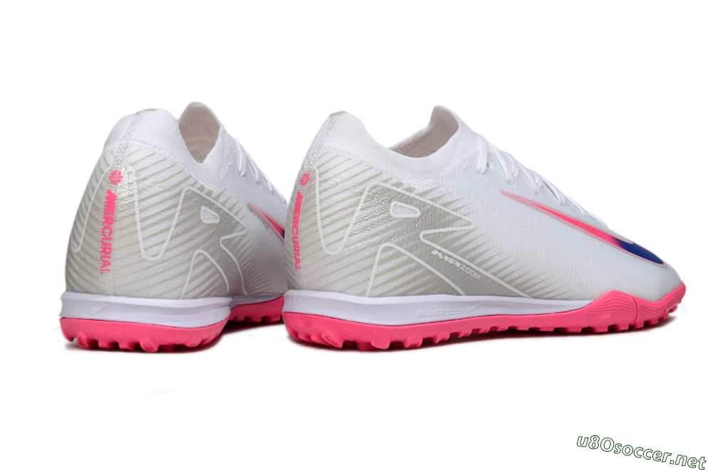 Unisex Nike Air Zoom Mercurial Vapor 16 Elite TF Football Shoes - White/Neon Pink/Electric Blue 6