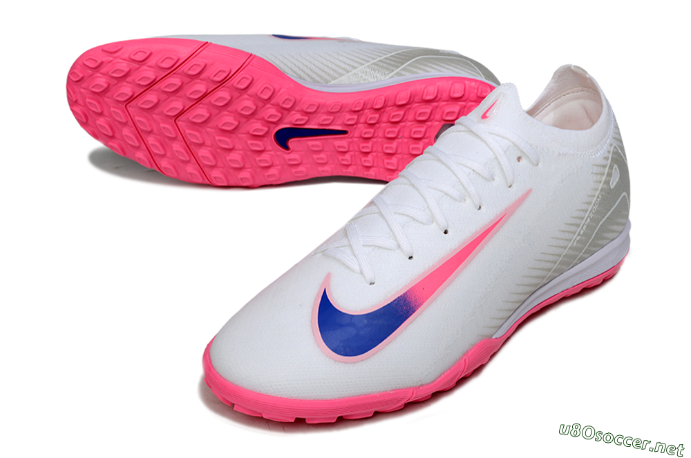 Unisex Nike Air Zoom Mercurial Vapor 16 Elite TF Football Shoes - White/Neon Pink/Electric Blue 3
