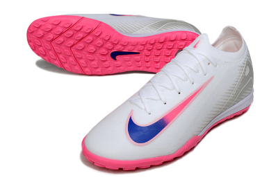 Unisex Nike Air Zoom Mercurial Vapor 16 Elite TF Football Shoes - White/Neon Pink/Electric Blue