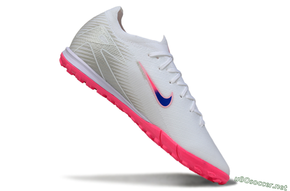 Unisex Nike Air Zoom Mercurial Vapor 16 Elite TF Football Shoes - White/Neon Pink/Electric Blue 4