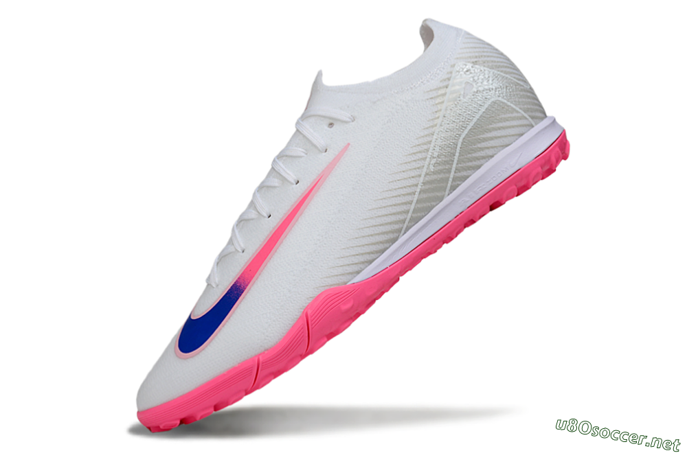 Unisex Nike Air Zoom Mercurial Vapor 16 Elite TF Football Shoes - White/Neon Pink/Electric Blue 5