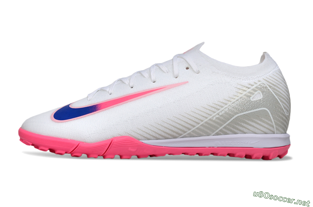 Unisex Nike Air Zoom Mercurial Vapor 16 Elite TF Football Shoes - White/Neon Pink/Electric Blue 0