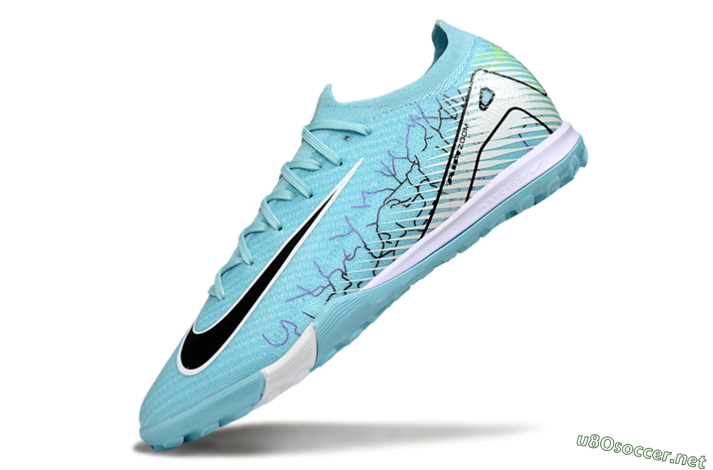 Unisex Nike Air Zoom Mercurial Vapor 16 Elite TF Football Shoes - Blue/Aqua Splash/Jet Black 5