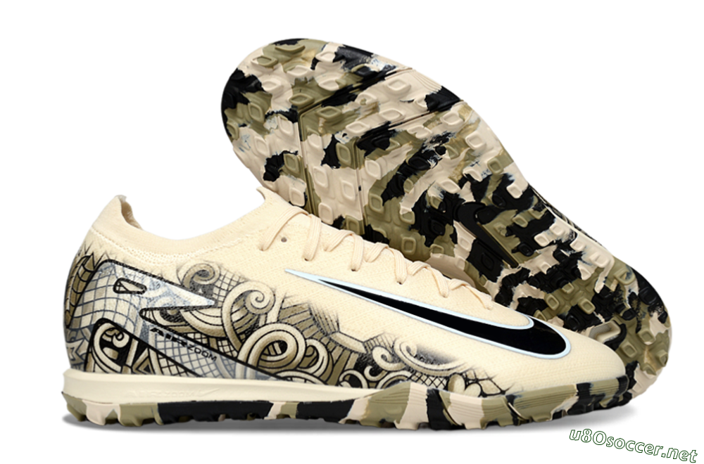 Unisex Nike Air Zoom Mercurial Vapor 16 Elite TF Football Shoes - Beige/Sand Dune/Black Wave 2