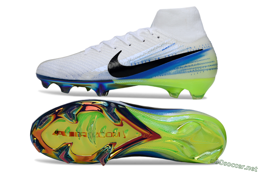 Unisex Nike Air Zoom Mercurial Superfly 10 Elite FG Football Boots - White/Electric Blue/Neon Green 1