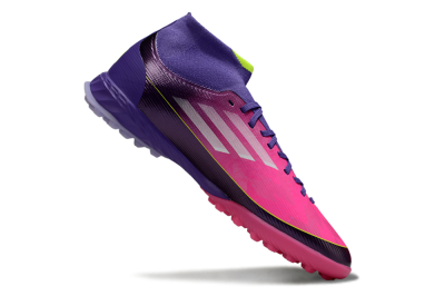 Men's Adidas F50 Pro Mid TF Football Shoes - Pink/Electric Pink/Deep Purple