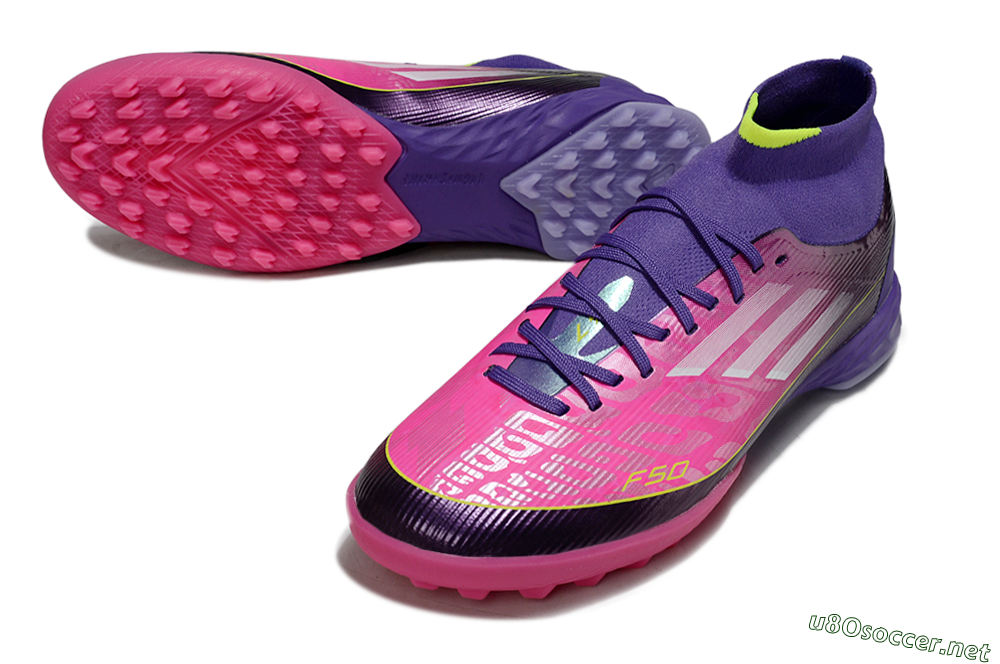 Men's Adidas F50 Pro Mid TF Football Shoes - Pink/Electric Pink/Deep Purple 3