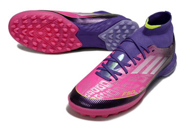 Men's Adidas F50 Pro Mid TF Football Shoes - Pink/Electric Pink/Deep Purple