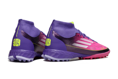 Men's Adidas F50 Pro Mid TF Football Shoes - Pink/Electric Pink/Deep Purple