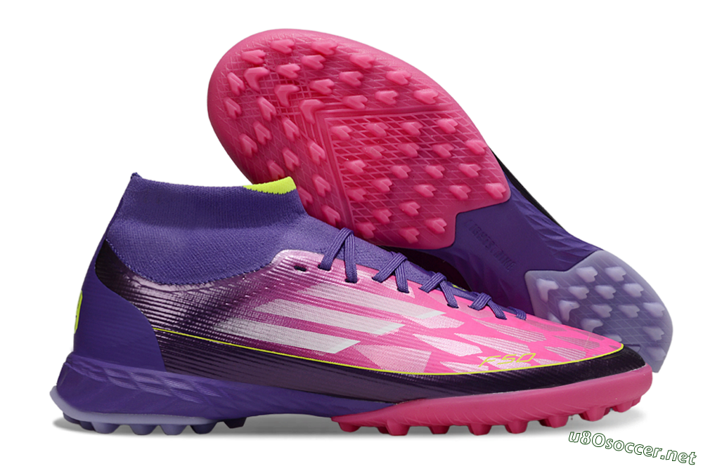 Men's Adidas F50 Pro Mid TF Football Shoes - Pink/Electric Pink/Deep Purple 2