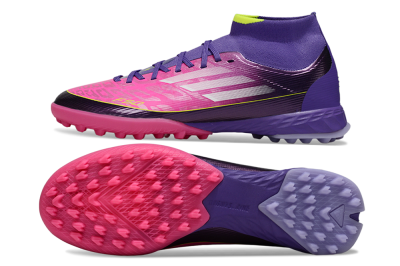 Men's Adidas F50 Pro Mid TF Football Shoes - Pink/Electric Pink/Deep Purple