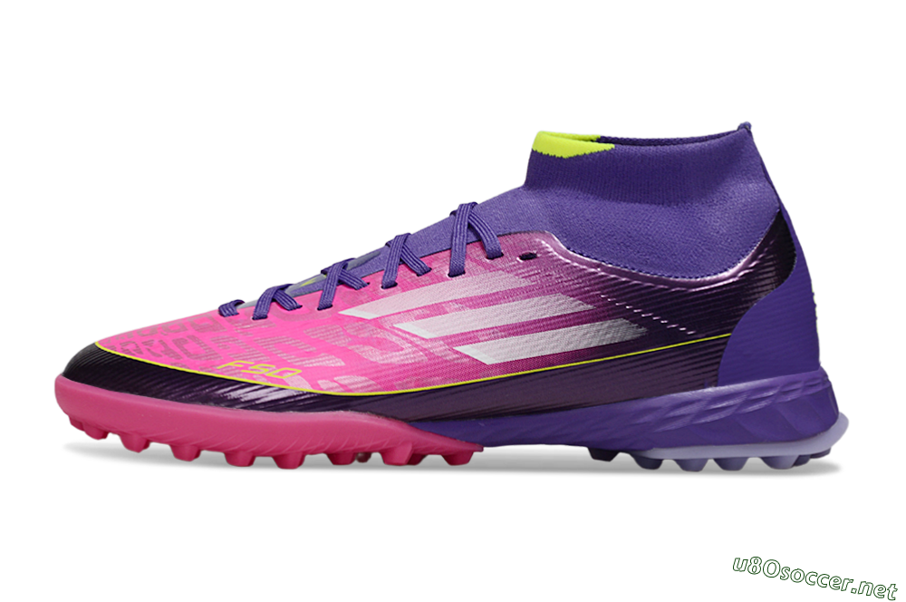 Men's Adidas F50 Pro Mid TF Football Shoes - Pink/Electric Pink/Deep Purple 0