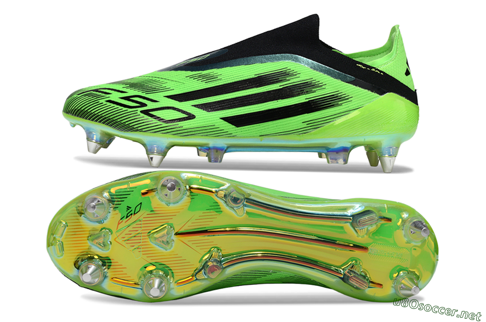 Men's Adidas F50 Elite Laceless SG Football Boots - Green/Lime Burst/Neon Glow 1