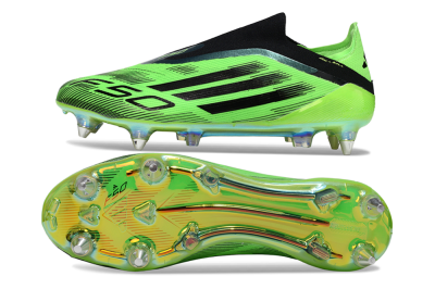 Men's Adidas F50 Elite Laceless SG Football Boots - Green/Lime Burst/Neon Glow