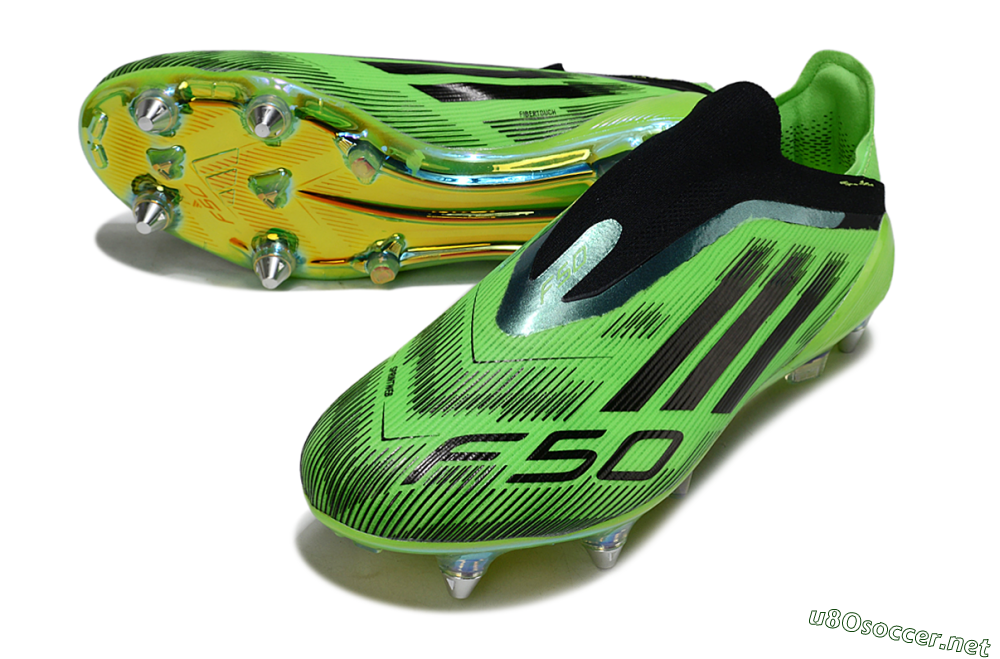 Men's Adidas F50 Elite Laceless SG Football Boots - Green/Lime Burst/Neon Glow 3