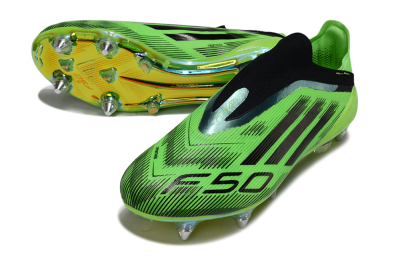 Men's Adidas F50 Elite Laceless SG Football Boots - Green/Lime Burst/Neon Glow