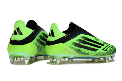 Men's Adidas F50 Elite Laceless SG Football Boots - Green/Lime Burst/Neon Glow