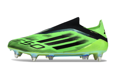 Men's Adidas F50 Elite Laceless SG Football Boots - Green/Lime Burst/Neon Glow