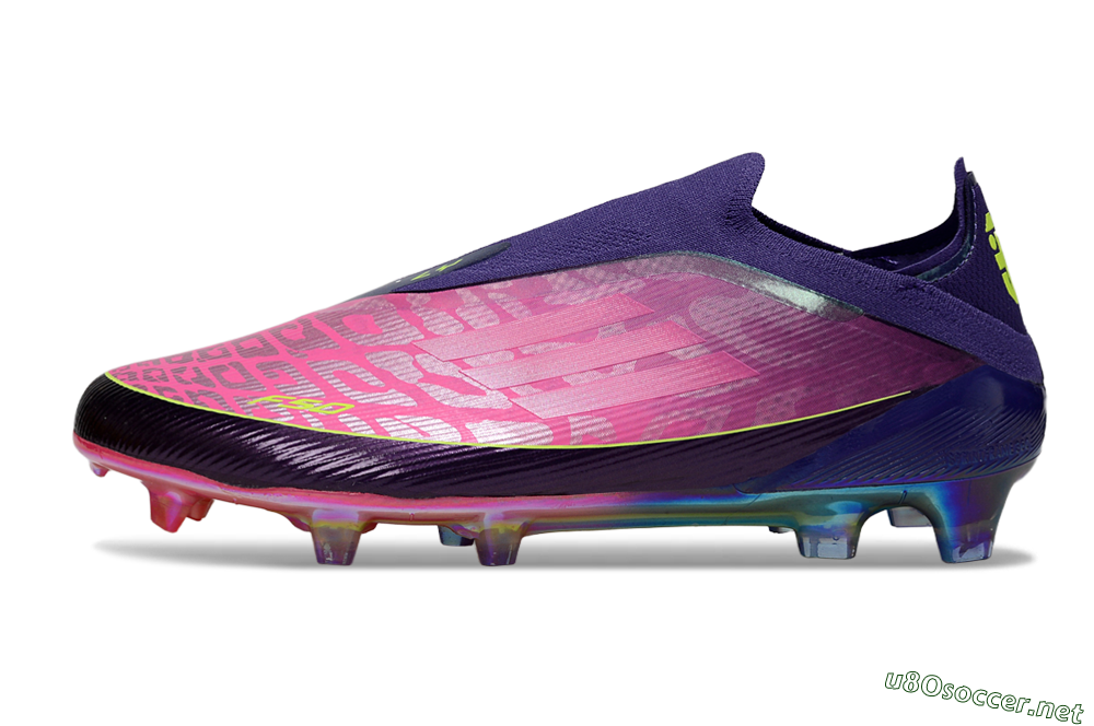 Unisex Adidas F50 Elite Laceless FG Football Boots - Purple/Electric Pink/Rainbow Gradient 0