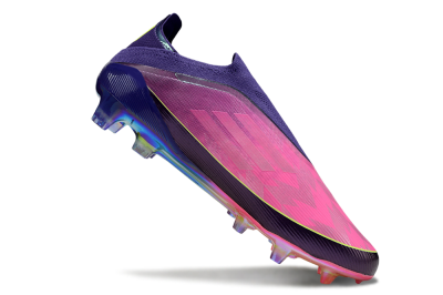 Unisex Adidas F50 Elite Laceless FG Football Boots - Purple/Electric Pink/Rainbow Gradient