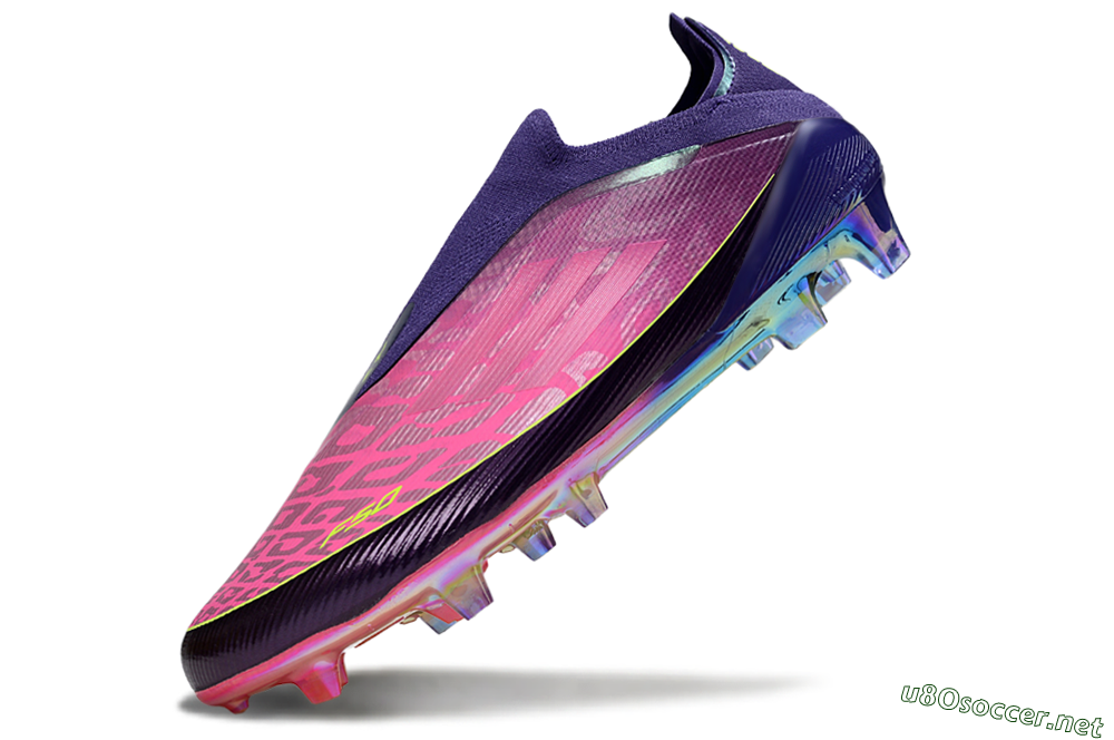 Unisex Adidas F50 Elite Laceless FG Football Boots - Purple/Electric Pink/Rainbow Gradient 5