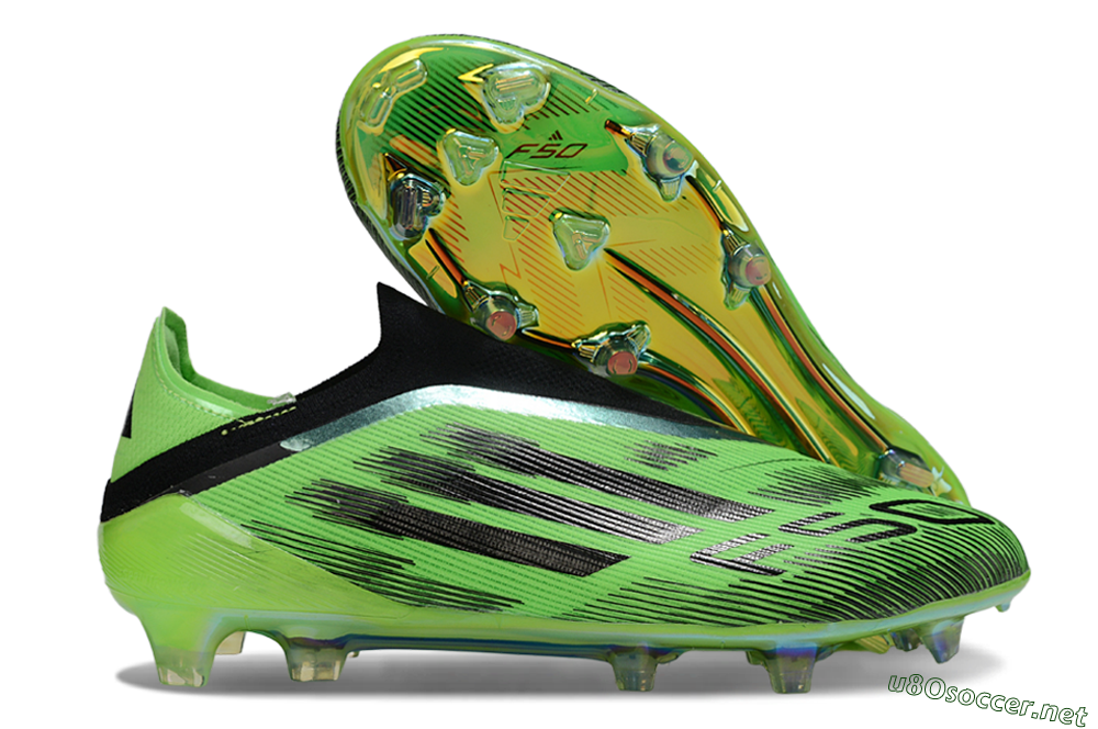 Unisex Adidas F50 Elite Laceless FG Football Boots - Green/Lime Burst/Electric Glow 2