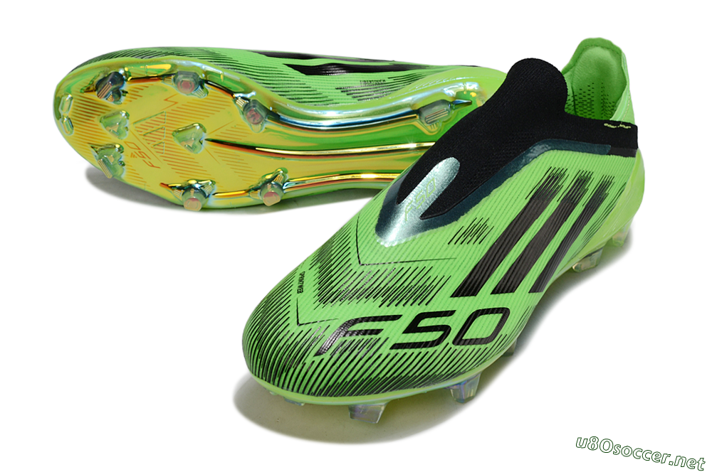 Unisex Adidas F50 Elite Laceless FG Football Boots - Green/Lime Burst/Electric Glow 3