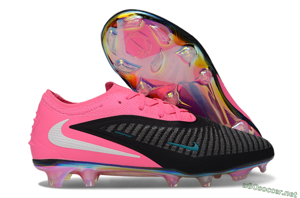 Unisex Nike Phantom 6 Low Elite FG Football Boots - Black/Hot Pink/Teal 2