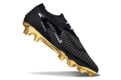 Unisex Nike Phantom 6 Low Elite FG Football Boots - Black/Light Blue/Gold