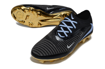 Unisex Nike Phantom 6 Low Elite FG Football Boots - Black/Light Blue/Gold