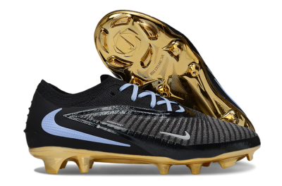 Unisex Nike Phantom 6 Low Elite FG Football Boots - Black/Light Blue/Gold