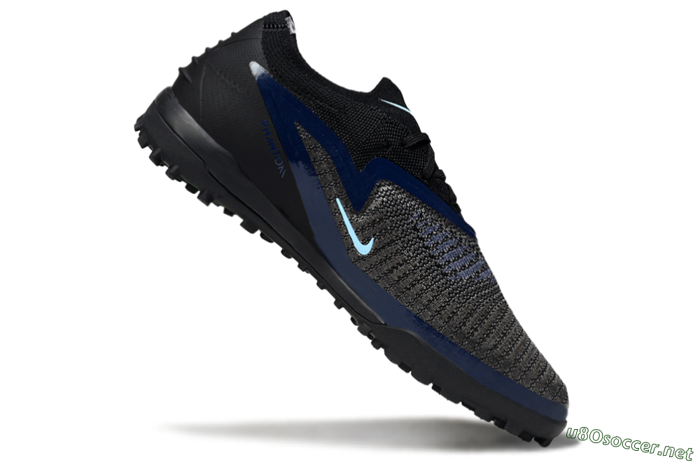 Unisex Nike Phantom 6 Low Elite TF Football Shoes - Black/Navy Blue/Light Blue 4