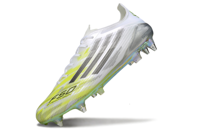 Unisex Adidas F50 Elite FG Football Boots - White/Electric Green/Silver