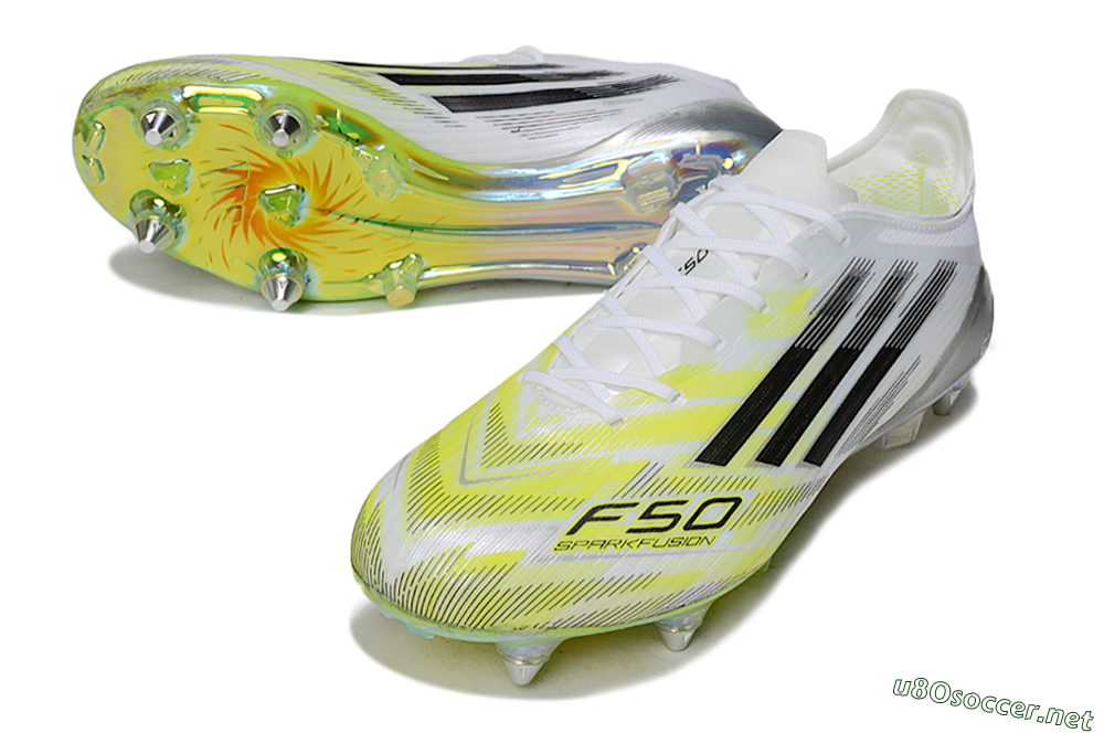Unisex Adidas F50 Elite FG Football Boots - White/Electric Green/Silver 3