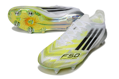 Unisex Adidas F50 Elite FG Football Boots - White/Electric Green/Silver