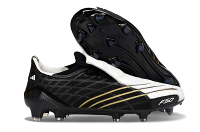 Unisex Adidas F50 Elite FG Football Boots - Black/Classic White/Gold Accent