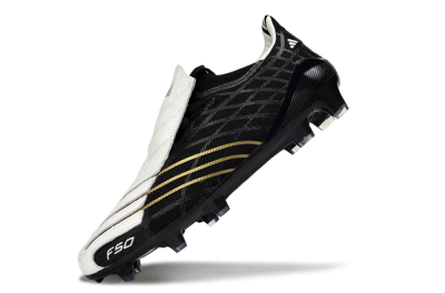 Unisex Adidas F50 Elite FG Football Boots - Black/Classic White/Gold Accent
