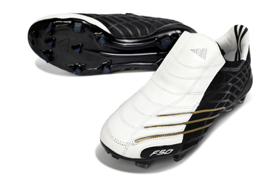 Unisex Adidas F50 Elite FG Football Boots - Black/Classic White/Gold Accent