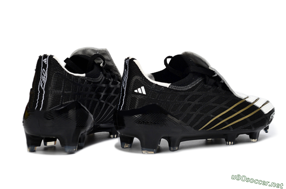 Unisex Adidas F50 Elite FG Football Boots - Black/Classic White/Gold Accent 6