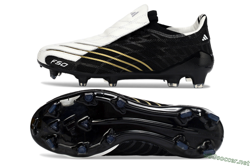 Unisex Adidas F50 Elite FG Football Boots - Black/Classic White/Gold Accent 1