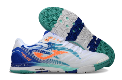 Men's Joma Top Flex IC Football Shoes - White/Aqua Blue/Coral Orange