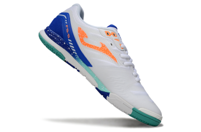 Men's Joma Top Flex IC Football Shoes - White/Aqua Blue/Coral Orange