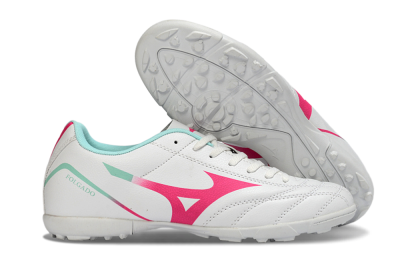 Men's Mizuno Morelia Neo 4 TF Football Shoes - White/Soft Pink/Turquoise