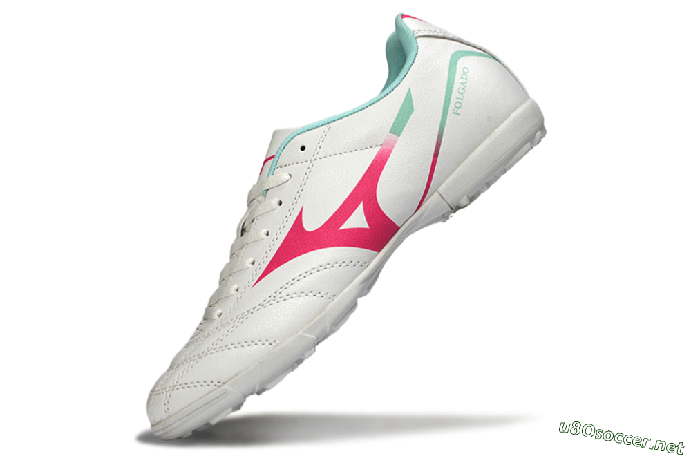 Men's Mizuno Morelia Neo 4 TF Football Shoes - White/Soft Pink/Turquoise 5