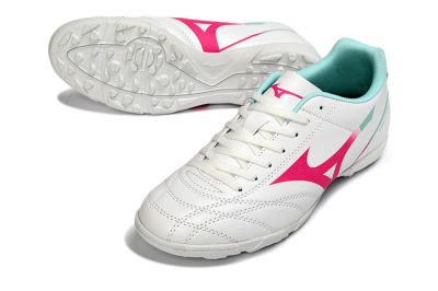 Men's Mizuno Morelia Neo 4 TF Football Shoes - White/Soft Pink/Turquoise