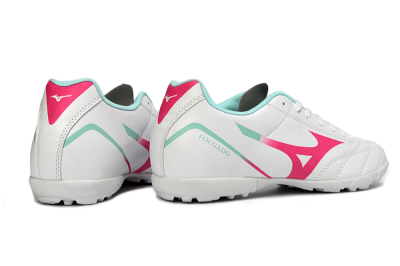 Men's Mizuno Morelia Neo 4 TF Football Shoes - White/Soft Pink/Turquoise