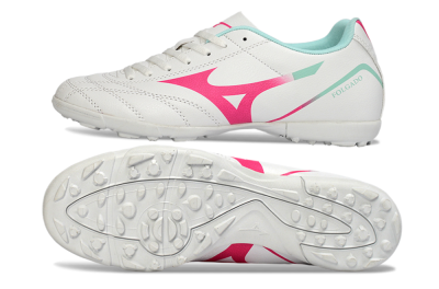 Men's Mizuno Morelia Neo 4 TF Football Shoes - White/Soft Pink/Turquoise