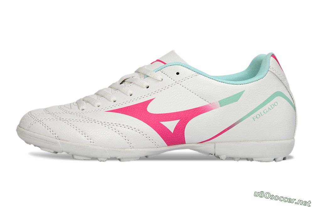 Men's Mizuno Morelia Neo 4 TF Football Shoes - White/Soft Pink/Turquoise 0
