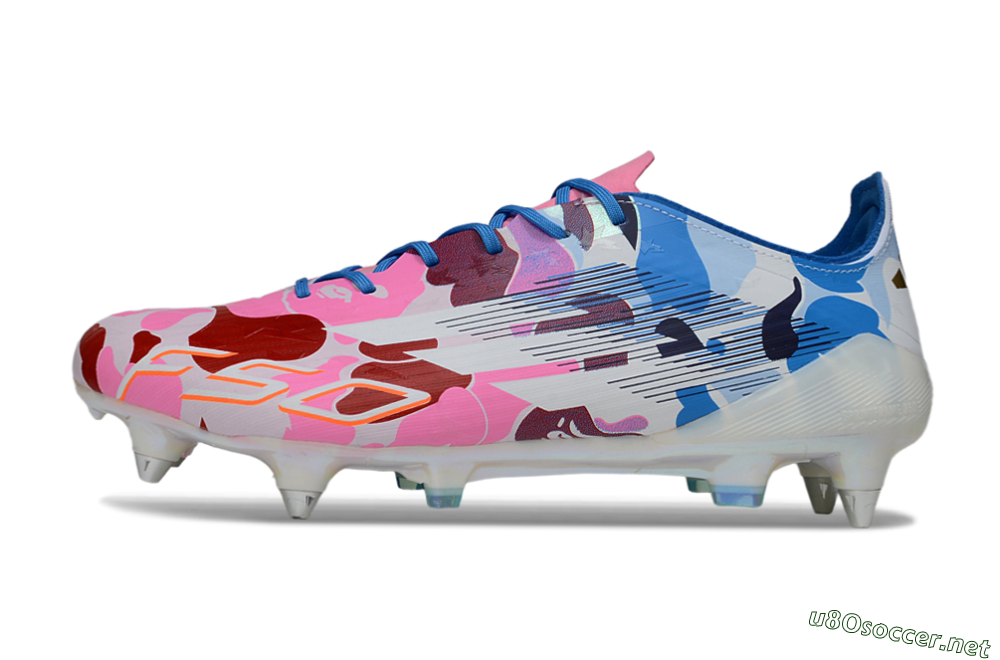 Men's Adidas F50 Elite SG Football Boots - Pink/Camo Blue/Camo Red 0